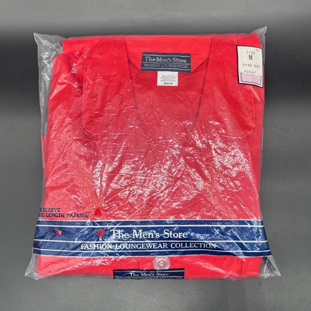 Vintage Pajama Set Medium Lounge Sleepwear Sears Mens Store Red Long Sleeve - Picture 2 of 8